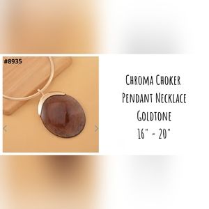 Two Chroma choker pendant necklaces, goldtone, $16 each or $30 both!